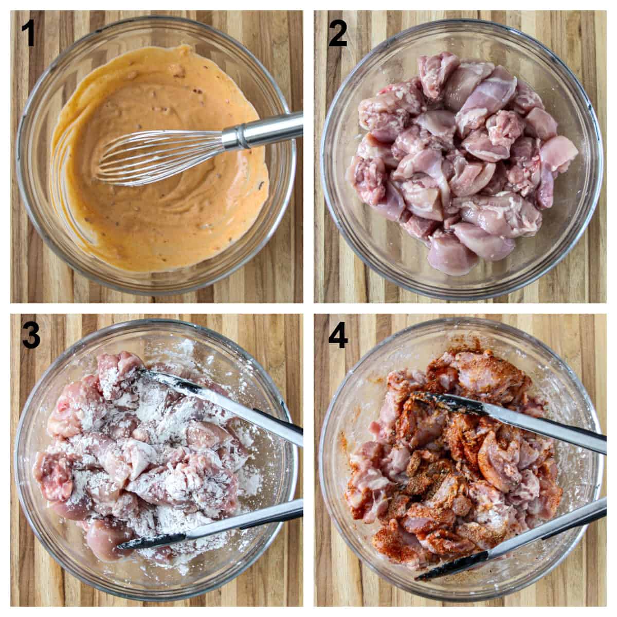 The first four step in the recipe process.